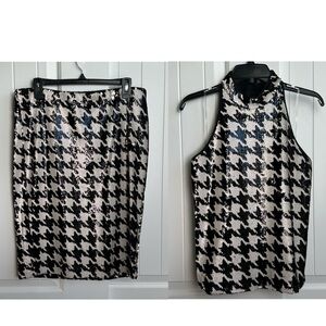 INC International Concepts Herringbone Sequin Skirt & Top Set